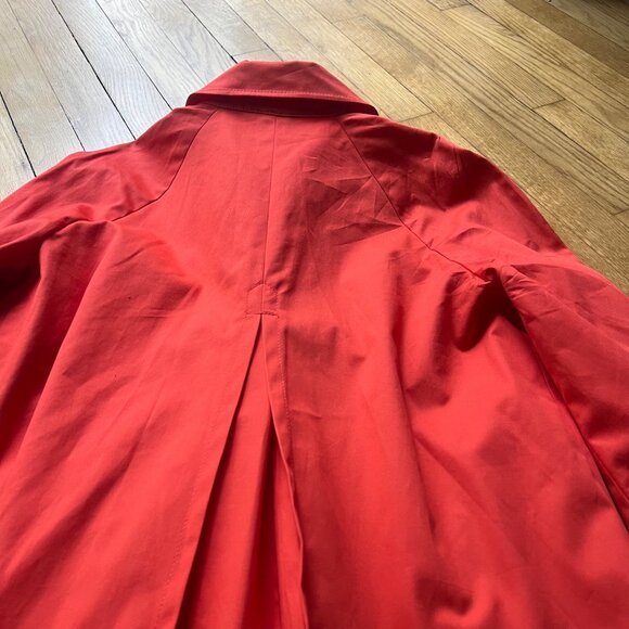 Tory Burch Size 10 Orange Poppy Curtis Button Front Collar Utility Trench Jacket - Picture 11 of 13